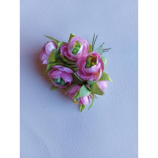 Цветы из ткани 3-3,5 см в пучках (6 шт) цв. розовый, цена за пучок